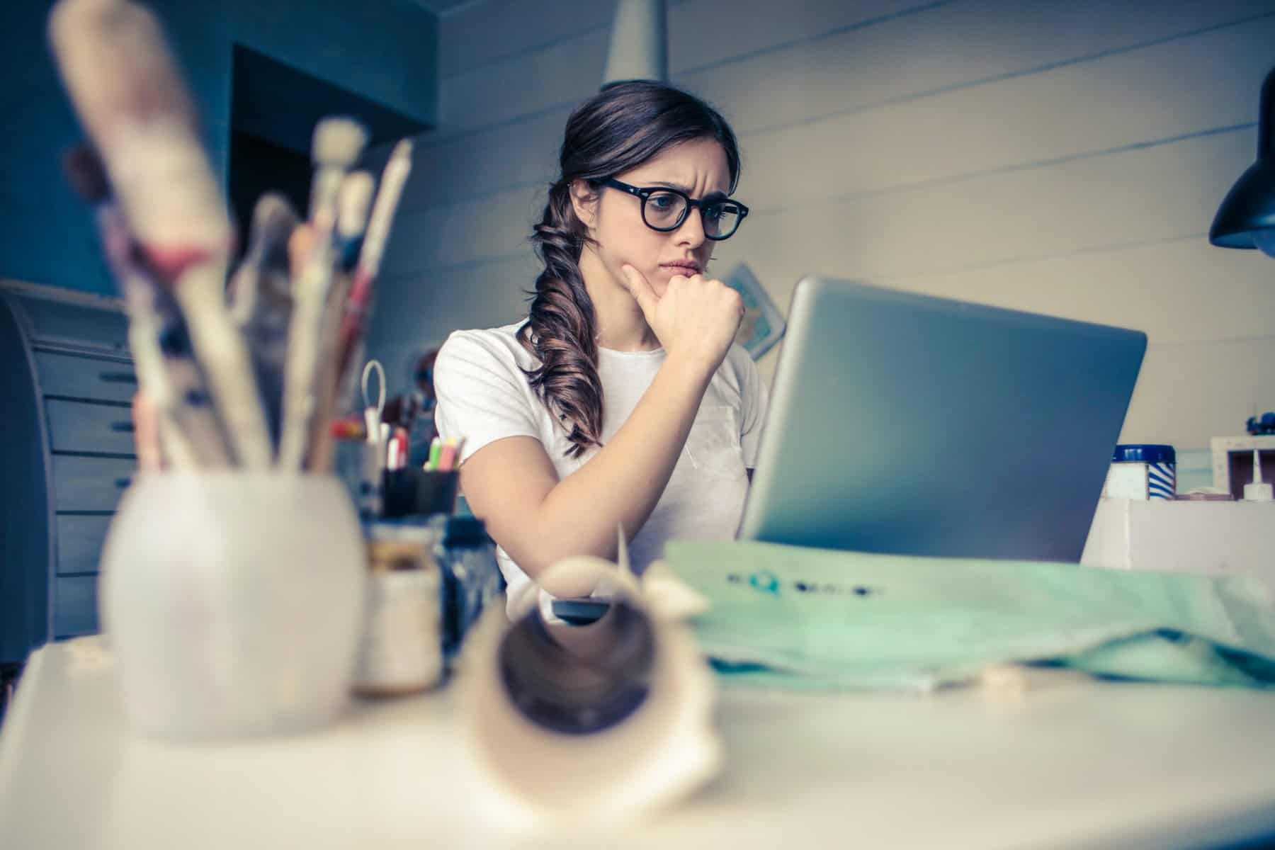 Transfer student researching on a computer