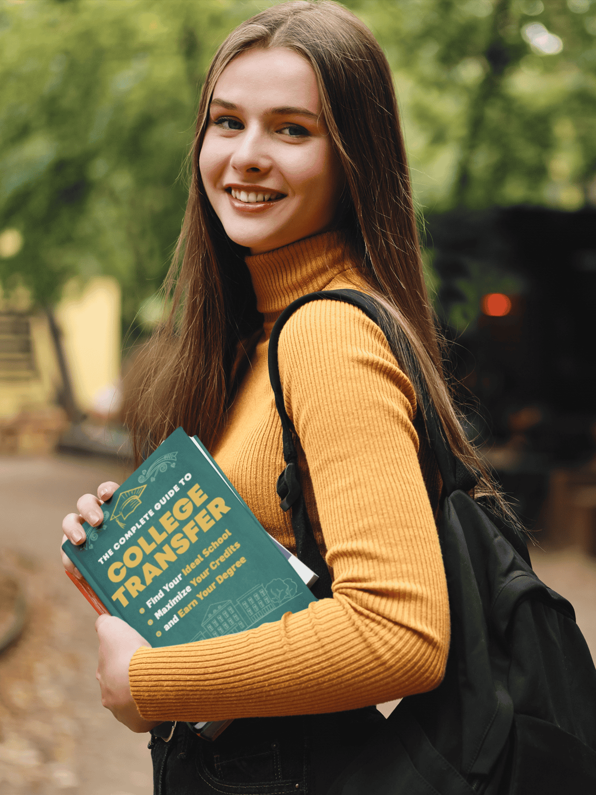 College student holding transfer book